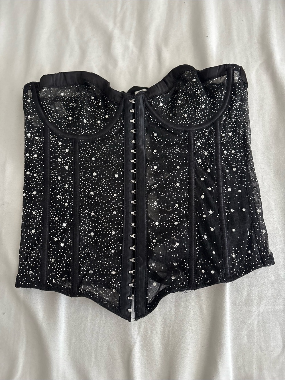 Forever 21 Black Sparkle Corset Bodysuit